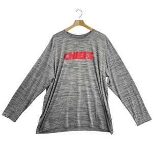 Nike Kansas City Chiefs NFL Dri-Fit Long Sleeve T-Shirt Tee 3XL Gray Red